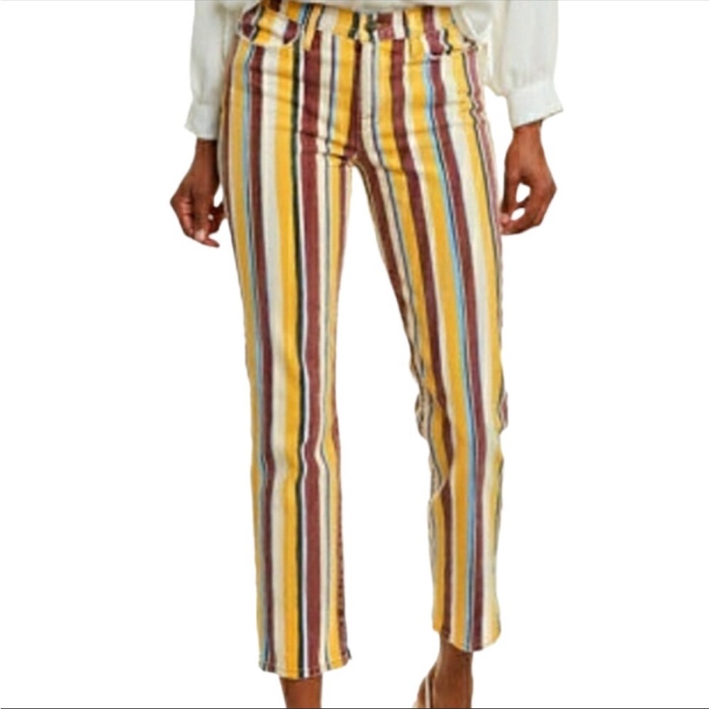 NEW FRAME Denim Le High Painterly Stripe Straight Jeans Size 27
